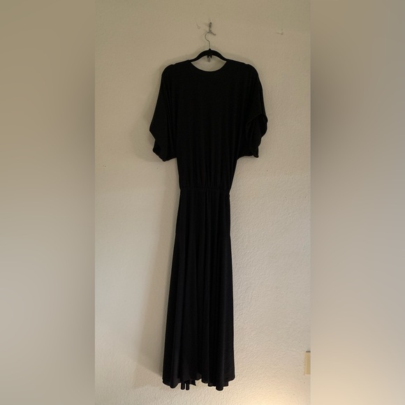 Free People FP Beach Black Kauai Midi Wrap Front Dress Size Small Slouchy - Picture 2 of 9